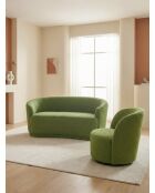 Poltrona girevole in tessuto riccio verde oliva - 71x74x77 cm