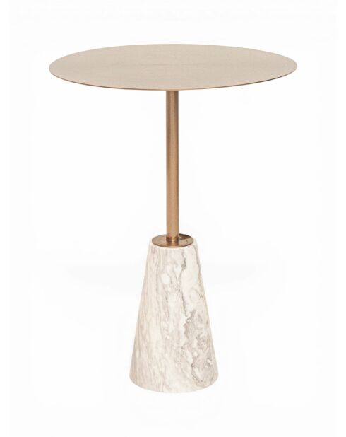 Table d'appoint Cone marbre blanc / laiton brossé mat - 40x40x53 cm
