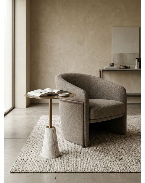 Table d'appoint Cone marbre blanc / laiton brossé mat - 40x40x53 cm