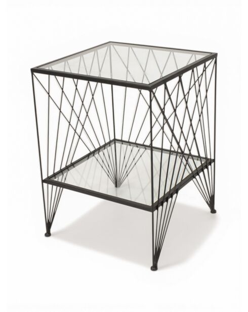 Mesa auxiliar con cable negra - 50x50x48 cm