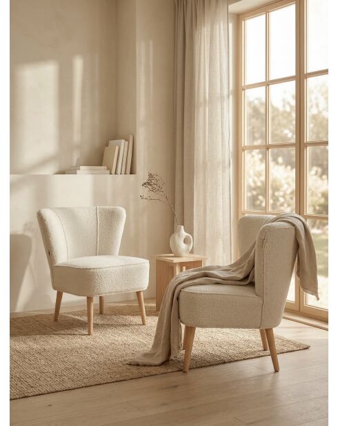 Gatsby Bouclette weißer Sessel - 61x67x75 cm