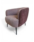 Fauteuil met plisséeffect in beige linnenstof - 77x80x74 cm