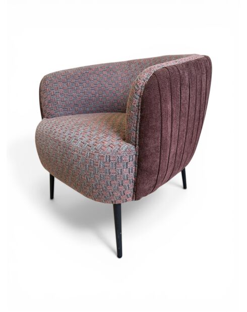 Fauteuil met plisséeffect in beige linnenstof - 77x80x74 cm