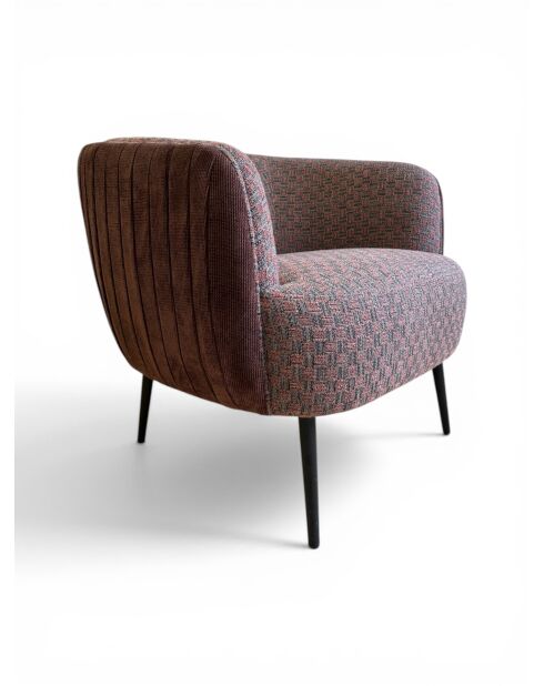 Fauteuil met plisséeffect in beige linnenstof - 77x80x74 cm