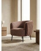 Fauteuil met plisséeffect in beige linnenstof - 77x80x74 cm
