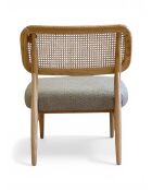 Liegestuhl aus Gummiholz und gesprenkeltem taupefarbenem Rattan - 63x70x74 cm
