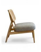 Liegestuhl aus Gummiholz und gesprenkeltem taupefarbenem Rattan - 63x70x74 cm