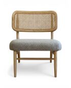 Liegestuhl aus Gummiholz und gesprenkeltem taupefarbenem Rattan - 63x70x74 cm