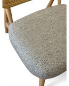 Liegestuhl aus Gummiholz und gesprenkeltem taupefarbenem Rattan - 63x70x74 cm