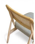 Liegestuhl aus Gummiholz und gesprenkeltem taupefarbenem Rattan - 63x70x74 cm