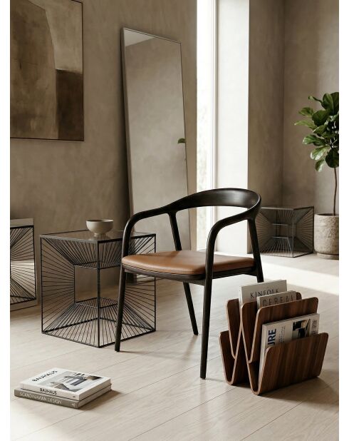 Mesa auxiliar de diseño geométrico negra - 40x40x55 cm