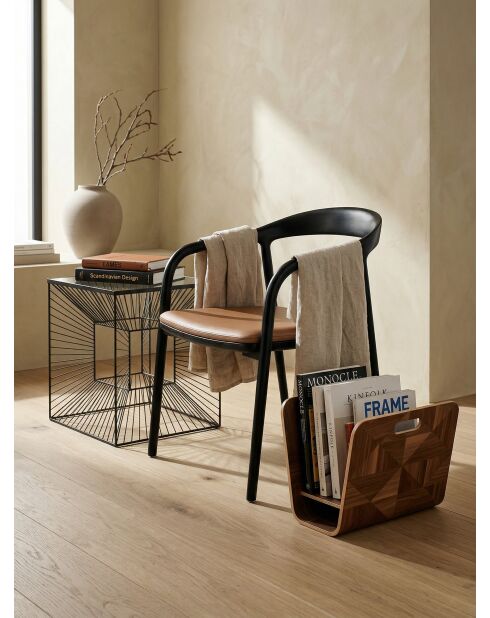 Mesa auxiliar de diseño geométrico negra - 40x40x55 cm