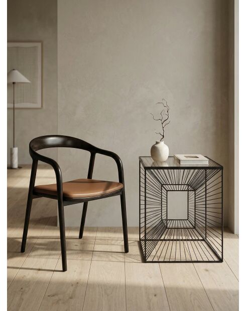 Mesa auxiliar de diseño geométrico negra - 40x40x55 cm