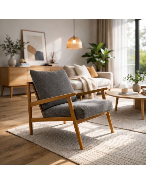 Sillón Mouse de madera gris - 65x77x81 cm