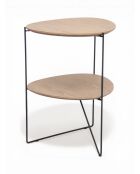 Mesa auxiliar ovalada 2 bandejas natural/negra - 43x40x60 cm