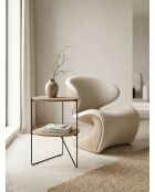 Mesa auxiliar ovalada 2 bandejas natural/negra - 43x40x60 cm