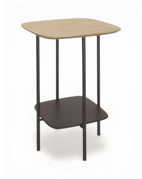 Mesa auxiliar cuadrada natural/negra - 40x40x60 cm
