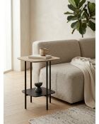 Mesa auxiliar cuadrada natural/negra - 40x40x60 cm