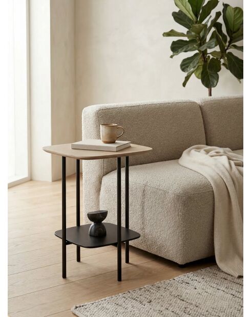 Mesa auxiliar cuadrada natural/negra - 40x40x60 cm