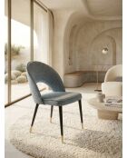 Adèle blauer lockiger Jeansstuhl - 47x52x87 cm