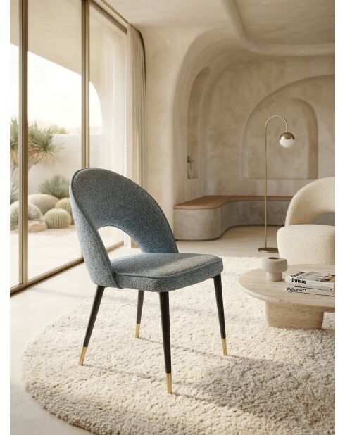 Adèle blauer lockiger Jeansstuhl - 47x52x87 cm