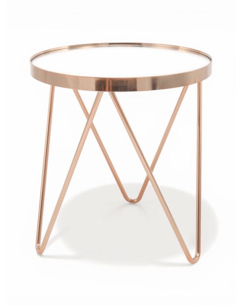 Sokkeltafel met drie poten roestvrij staal spiegel roségoud - 46x46x62 cm