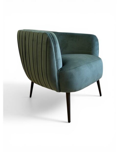 Fauteuil met plisséeffect in dennengroen fluweel - 77x80x74 cm