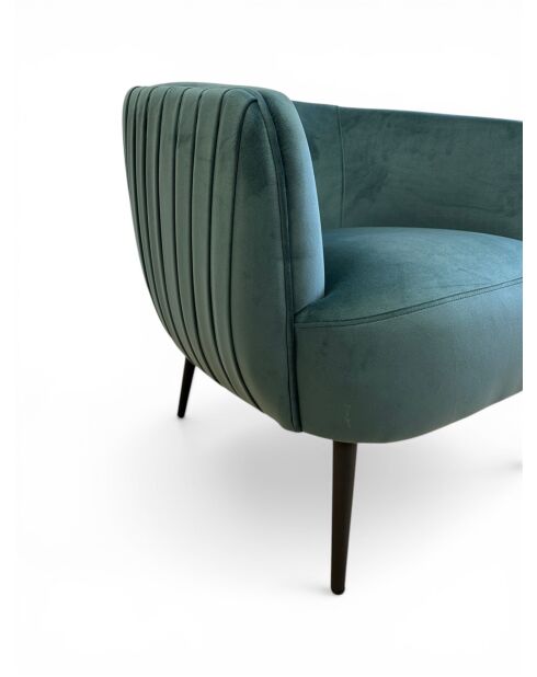 Fauteuil met plisséeffect in dennengroen fluweel - 77x80x74 cm