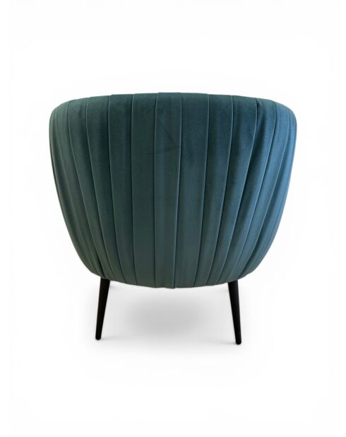 Fauteuil met plisséeffect in dennengroen fluweel - 77x80x74 cm