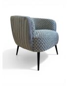 Fauteuil effet plissé en velours gris pierre tissé - 77x80x74 cm