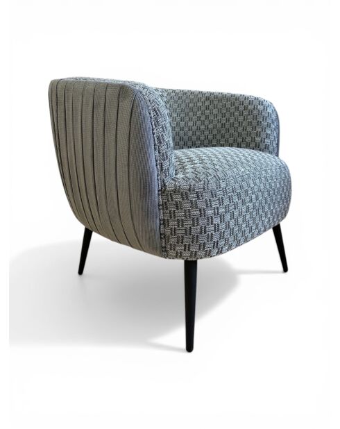 Fauteuil effet plissé en velours gris pierre tissé - 77x80x74 cm