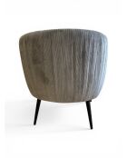 Fauteuil effet plissé en velours gris pierre tissé - 77x80x74 cm