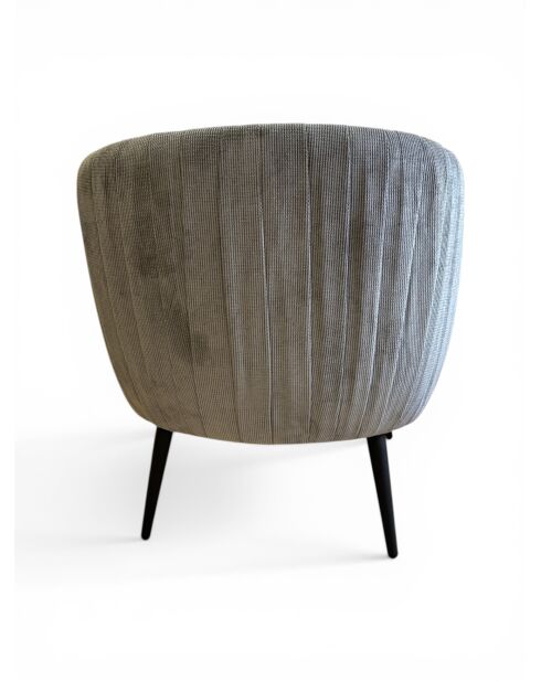 Fauteuil effet plissé en velours gris pierre tissé - 77x80x74 cm