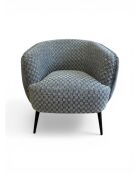 Fauteuil effet plissé en velours gris pierre tissé - 77x80x74 cm