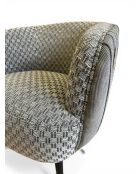 Fauteuil effet plissé en velours gris pierre tissé - 77x80x74 cm