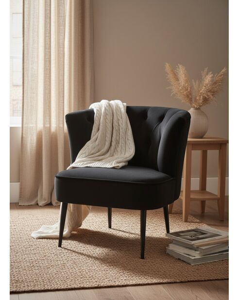 Schicker schwarzer gepolsterter Sessel - 68x66x70 cm