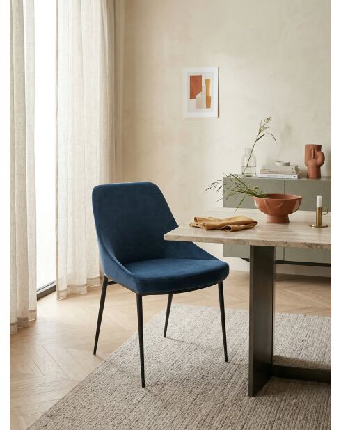 Terre Stuhl aus mitternachtsblauem Samt - 51x49x81 cm