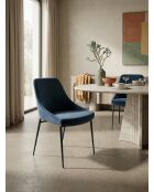 Terre Stuhl aus mitternachtsblauem Samt - 51x49x81 cm