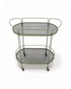 Iris bijzettafel met mosgroene wielen - 69x41x81 cm