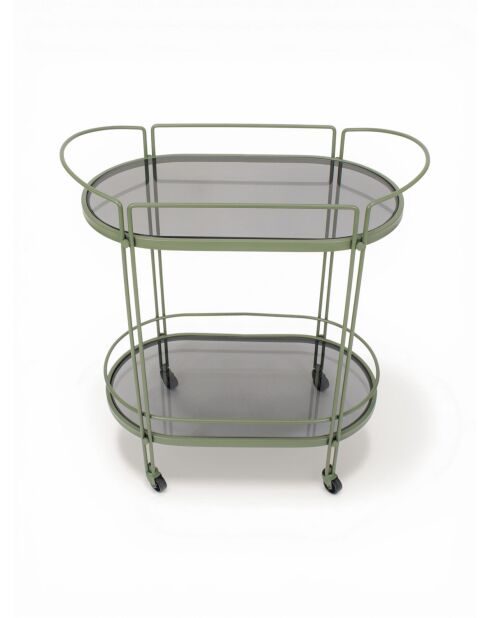 Iris Beistelltisch mit moosgrünen Rädern - 69x41x81 cm