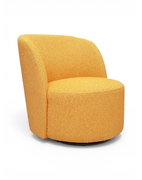 Drehsessel aus safrangelbem lockigem Stoff - 71x74x77 cm