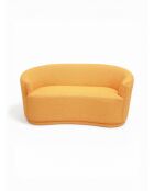 Drehsessel aus safrangelbem lockigem Stoff - 71x74x77 cm