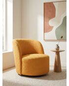 Drehsessel aus safrangelbem lockigem Stoff - 71x74x77 cm
