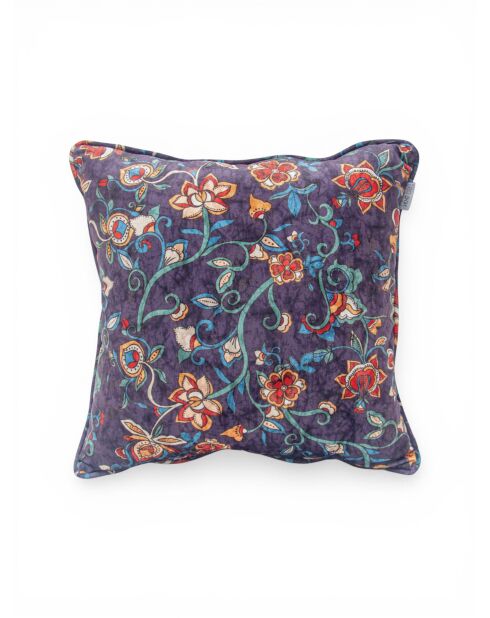 Mehrfarbiges Kissen mit folkloristischem Blumenmuster — 40 x 40 cm