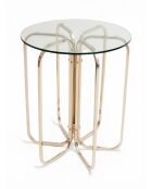 Mesa con pedestal de metal con cristal dorado - 30x45x60 cm