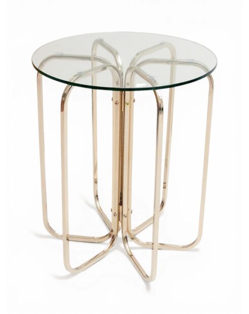 Metalen voetstuktafel met goudkleurig glas - 30x45x60 cm