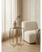 Mesa con pedestal de metal con cristal dorado - 30x45x60 cm