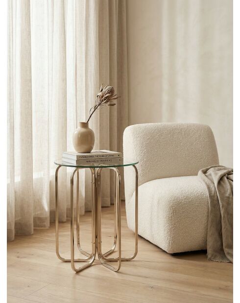 Metalen voetstuktafel met goudkleurig glas - 30x45x60 cm