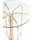 Mesa con pedestal de metal con cristal dorado - 30x45x60 cm