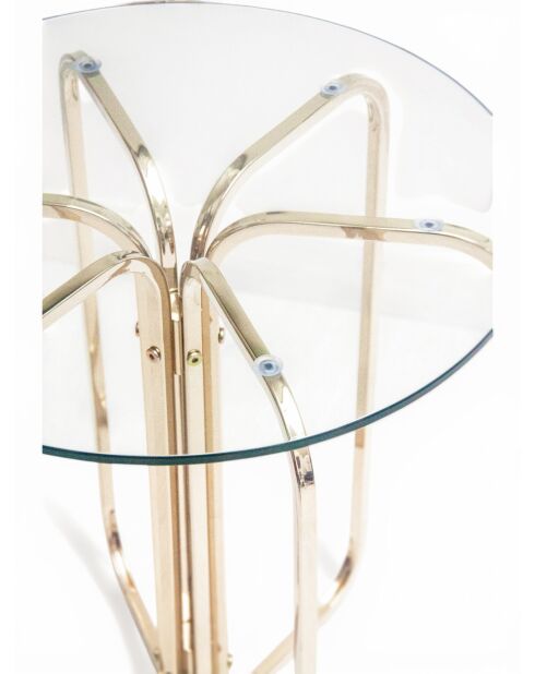 Metalen voetstuktafel met goudkleurig glas - 30x45x60 cm